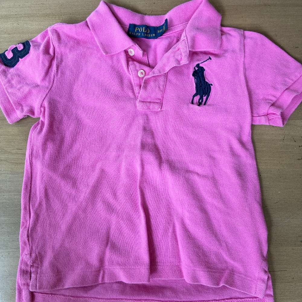 Kids, pink Ralph Lauren polo sz 3T 3 navy embroidered polo